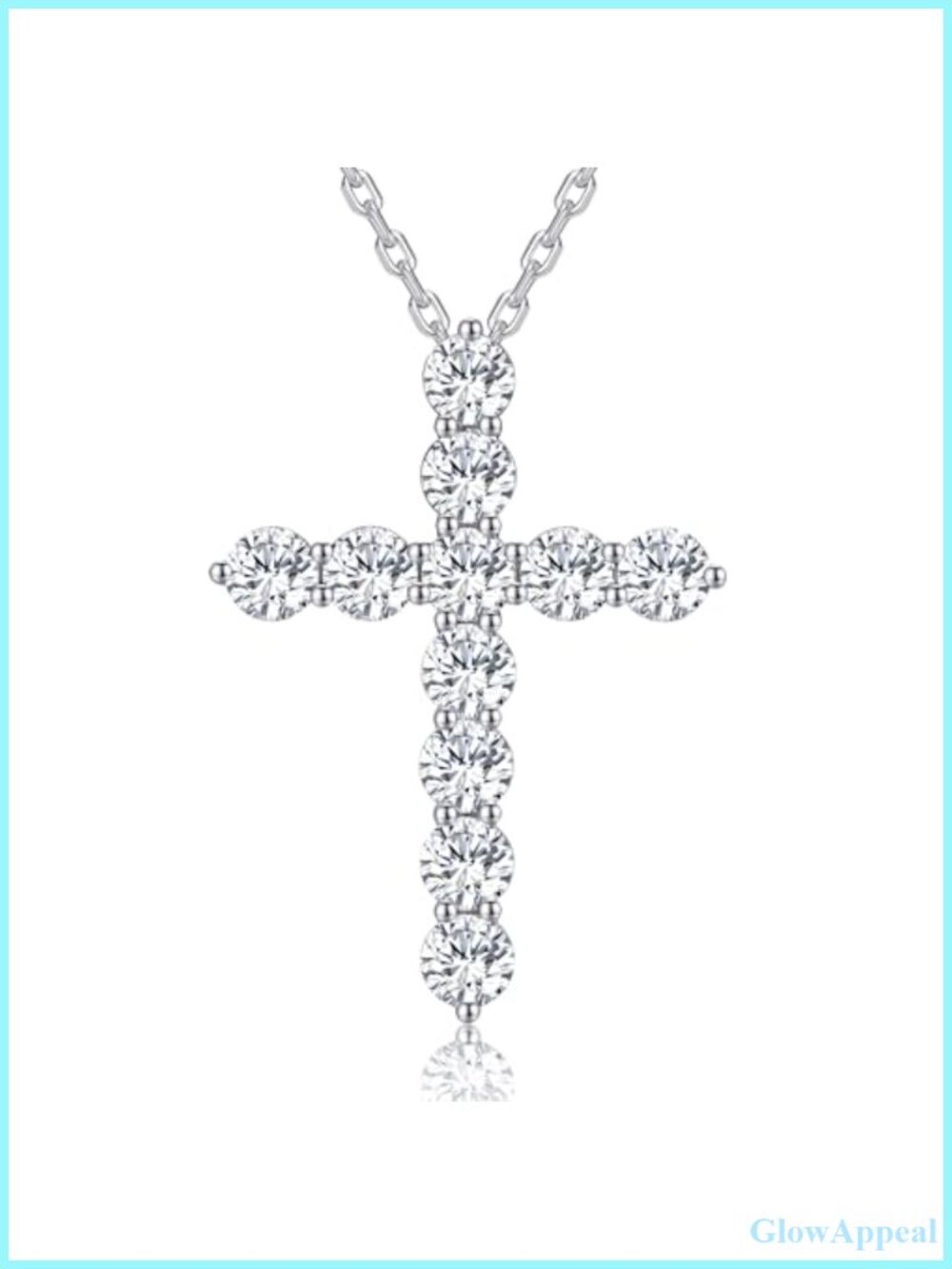 925 Sterling Silver Moissanite Cross Necklace 18in Women Jewelry